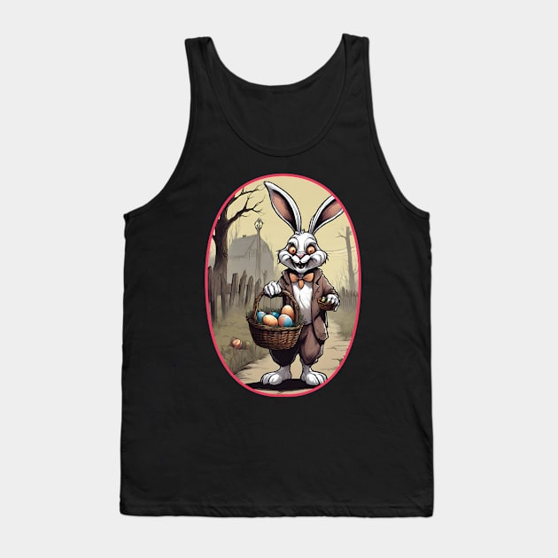 Dark Easter: Creepy Bunny with Chocolate Eggs (Concept Art Illustration) Tank Top by Sr-Javier